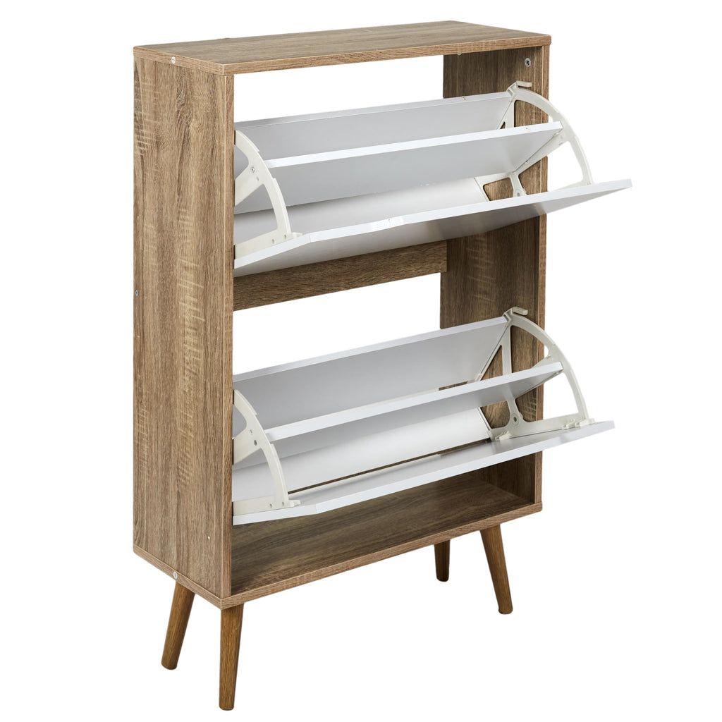 HOME DECO FACTORY Shoe Cabinet with 2 Doors Entrance White and Brown