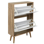 HOME DECO FACTORY Shoe Cabinet with 2 Doors Entrance White and Brown