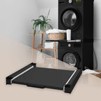 ML-Design Stacking Kit with Pull-Out Shelf, 60×60 cm, Black, Universal Steel Stacking Frame for Washing Machine & Tumble Dryer,Space-Saving Connector Kit with Slide-Out Laundry Basket Shelf