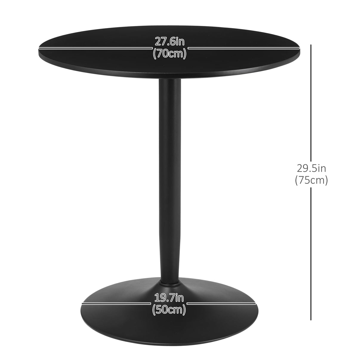 HOMCOM 28" Round Dining Table, Bistro Table for 2-4 People, Black