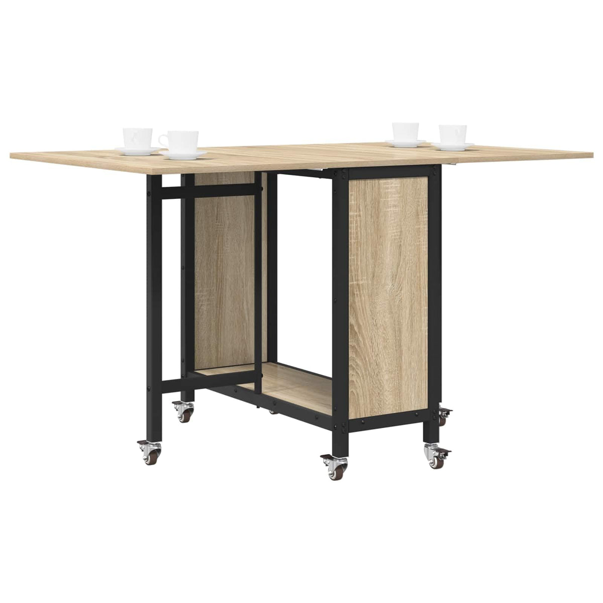vidaXL Folding Dining Table with Wheels 130 x 80 x 76.5 cm