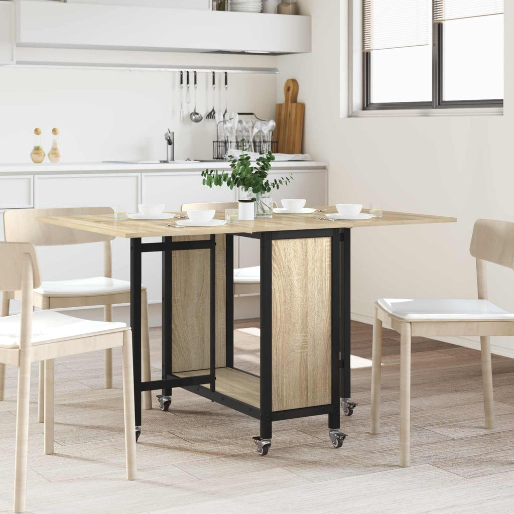 vidaXL Folding Dining Table with Wheels 130 x 80 x 76.5 cm