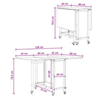 vidaXL Folding Dining Table with Wheels 130 x 80 x 76.5 cm