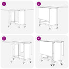 vidaXL Folding Dining Table with Wheels 130 x 80 x 76.5 cm