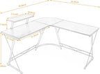 SKY-TOUCH L-Shaped Computer Desk｜Gaming Desk ｜PC Workstation｜Home Office Desk｜Corner Desk Study Desk with Removable Monitor Stand for Home Office Study Writing Workstation,129 * 46 * 71cm,Black