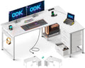 ODK Corner Desk with 4 Fabric Drawers, 135 x 100 cm, White