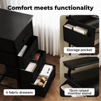 Levede L Shaped Gaming Desk, Built-in Power Outlets & USB Ports, Computer Desk with Storage Drawers & Side Bag for Home Office & Gaming PC Setup, Black