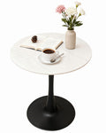 27.6" Round Dining Tulip Table with Marble Top and Iron Base - Modern & Elegant Design for Home & Restaurant Use Living Room, Café Coffee Table