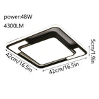 Square,LED Ceiling Lighting Fixture,48W 4300LM,High-Brightness Flush Mount Ceiling Light, Daylight White 6000k Embedded Ceiling Lamp,Used for Living Room Bedroom Office