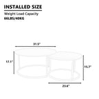 Semiocthome Round Nesting Coffee Table, White Modern Accent Coffee Tables Set of 2, Marble Coffee Table for Living Room Office Small Space, End Side Nesting Tables with Sturdy Metal Frame