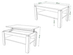 designimpex Asti-P Designer Coffee Table Height-Adjustable 55-67 cm Dark Oak Matt Black
