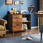 DEVAISE 3-Drawer Mobile File Cabinet, Lateral Filing Cabinet, Rustic Brown