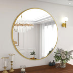 30 Inch Gold Round Mirrors Large Round Bathroom Wall Mirror with Tempered Glass Shatterproof for Entryway Living Room Bedroom (30 Inch, Gold)