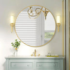 30 Inch Gold Round Mirrors Large Round Bathroom Wall Mirror with Tempered Glass Shatterproof for Entryway Living Room Bedroom (30 Inch, Gold)