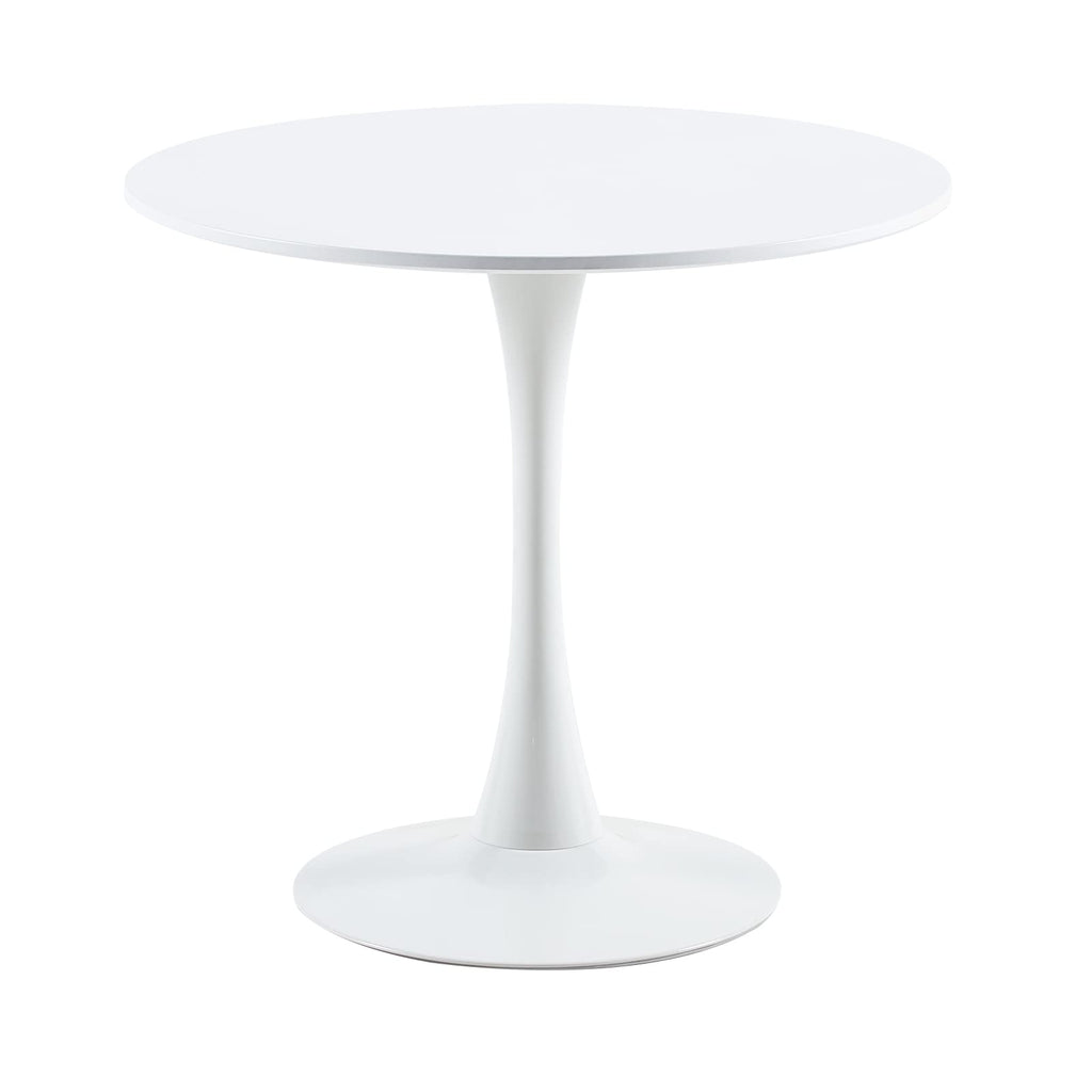 buybyroom Scandinavian Modern Round Dining Table, Diameter - 80 cm, Minimalist Small Table for Kitchen, Dining Room and Living Room - White