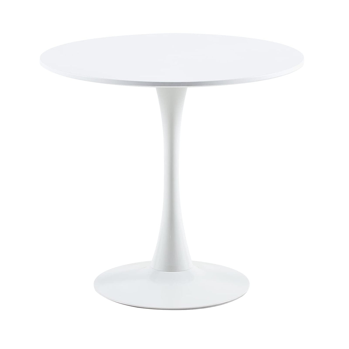 buybyroom Scandinavian Modern Round Dining Table, Diameter - 80 cm, Minimalist Small Table for Kitchen, Dining Room and Living Room - White