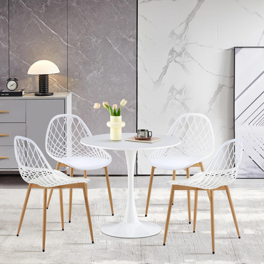 buybyroom Scandinavian Modern Round Dining Table, Diameter - 80 cm, Minimalist Small Table for Kitchen, Dining Room and Living Room - White