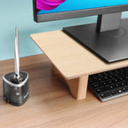 Aothia 43 inch Oak Solid Wood Dual Monitor Stand for Desk, Cork Legs