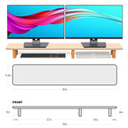 Aothia 43 inch Oak Solid Wood Dual Monitor Stand for Desk, Cork Legs