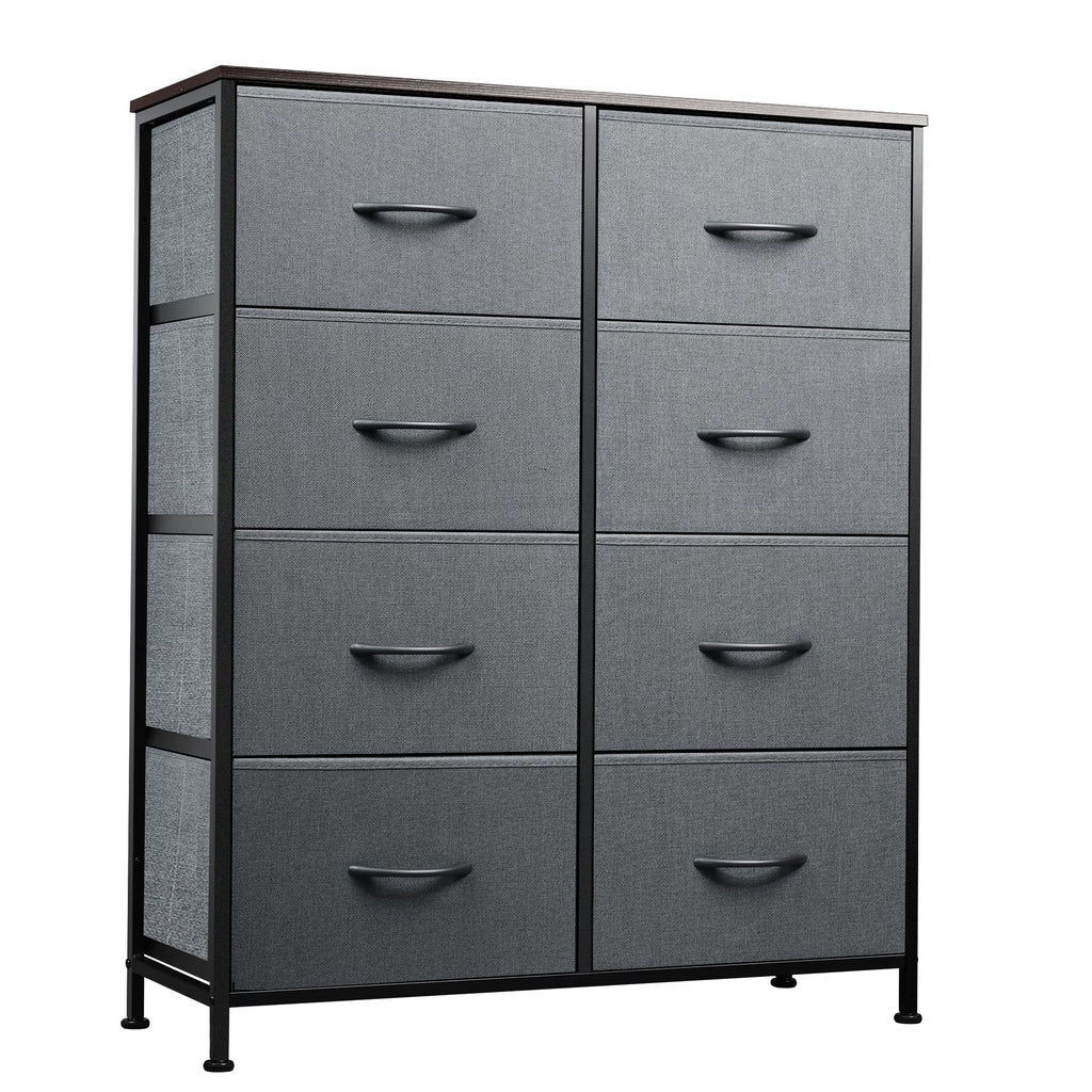 WLIVE 8 Drawer Fabric Dresser for Bedroom, Tall Storage Tower, Dark Grey