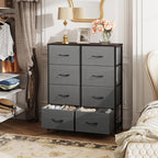 WLIVE 8 Drawer Fabric Dresser for Bedroom, Tall Storage Tower, Dark Grey