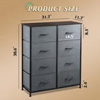 WLIVE 8 Drawer Fabric Dresser for Bedroom, Tall Storage Tower, Dark Grey