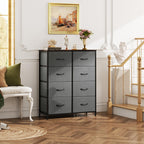 WLIVE 8 Drawer Fabric Dresser for Bedroom, Tall Storage Tower, Dark Grey