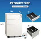 DEVAISE 3 Drawer File Cabinet with Lock, Fully Assembled Except Casters