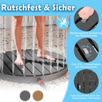 YRHome Garden shower, floor shower, outdoor shower, camping shower, aluminum/WPC, Sauna shower, round, Ø 70cm, fountain height up to 4 m, non-slip stand, weather-resistant, wood look for garden, pool,