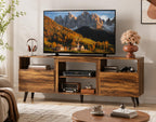WLIVE Mid-Century TV Stand for TVs Up to 65", Storage Cabinet, Retro Brown