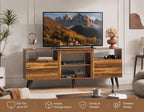 WLIVE Mid-Century TV Stand for TVs Up to 65", Storage Cabinet, Retro Brown