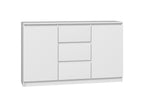 VBChome Chest of Drawers with 2 Doors and 3 Drawers, 120 x 40 x 75 cm, White without Handle, Versatile Wardrobe for Hallway, Bedroom, Living Room, Children's Room, Modern White