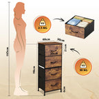 WLIVE Chest of Drawers with 4 Fabric Drawers, Storage Unit, Rustic Brown