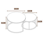 Round Black Marble Effect Side Table with Gold Frame Living Room Sofa Coffee Table Modern Round Coffee Table Coffee Table Set of 80cm and 60cm Diameter