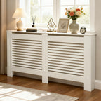 FATIVO 90cm Tall Radiator Cover Extra Height White MDF Horizontal Slat