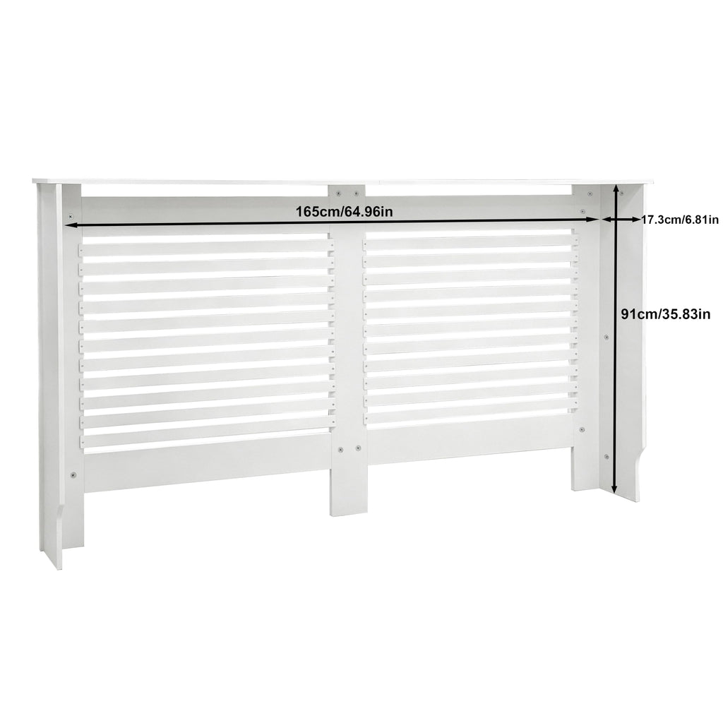 FATIVO 90cm Tall Radiator Cover Extra Height White MDF Horizontal Slat