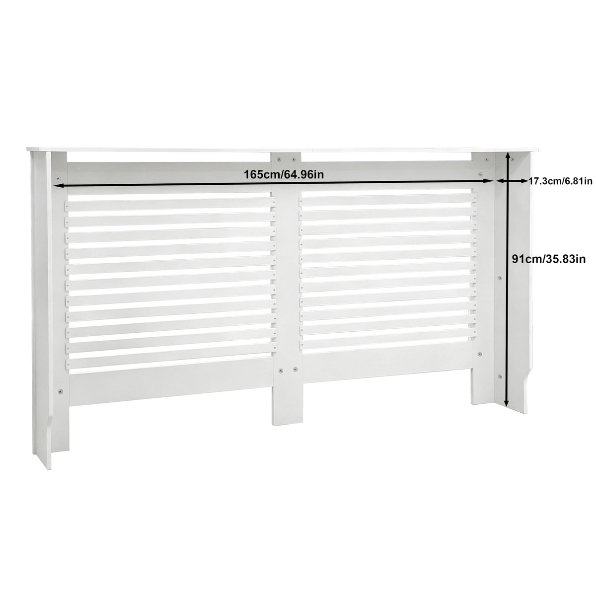 FATIVO 90cm Tall Radiator Cover Extra Height White MDF Horizontal Slat