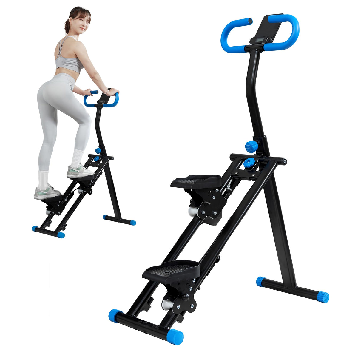 Stair Stepper for Home Gym Exercise, Vertical Climber Exercise Machine for Full Body Workout, Compact Folding Cardio Exercise Climber with Adjustable Handlebar (Pink)