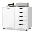 DEVAISE 5 Drawer Rolling Storage Cabinet Mobile White