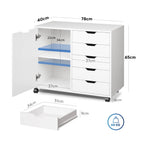 DEVAISE 5 Drawer Rolling Storage Cabinet Mobile White