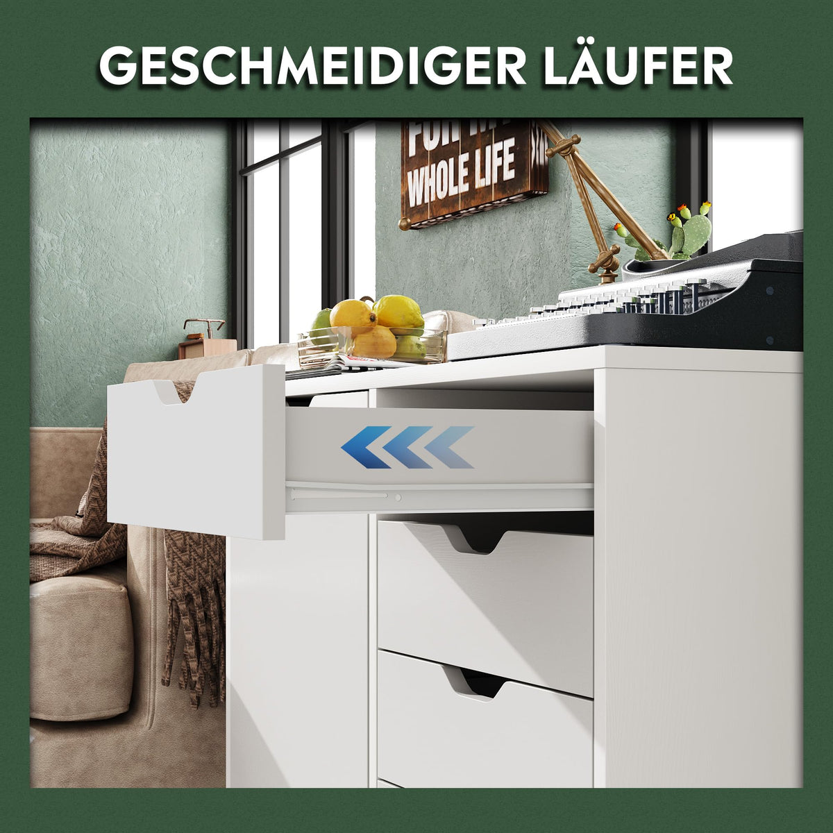DEVAISE 5 Drawer Rolling Storage Cabinet Mobile White