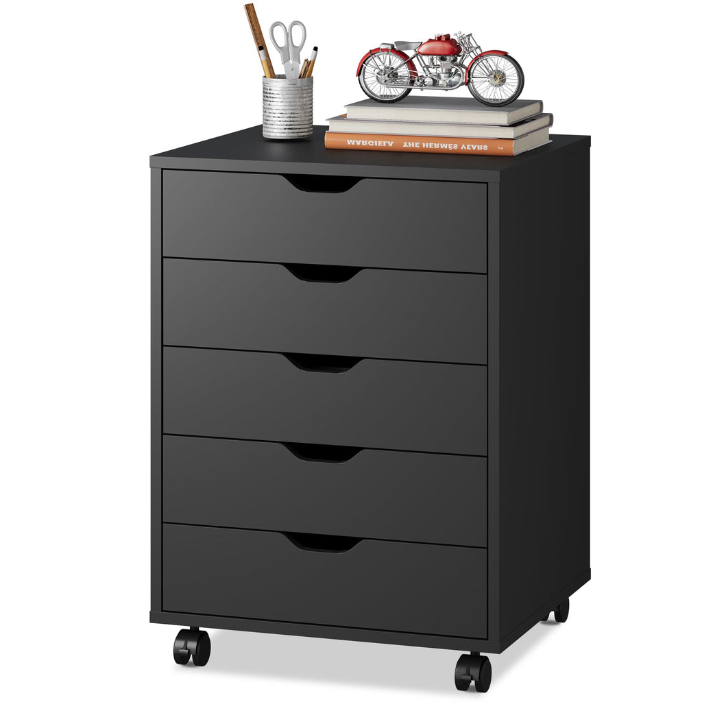 DEVAISE 5 Drawer Mobile Filing Cabinet Black