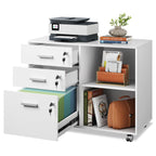 DEVAISE 3-Drawer File Cabinet with Lock, Mobile Wood Filing Cabinet, White