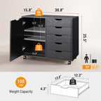 DEVAISE 5-Drawer Wood Drawer Cabinet, Office Storage Cabinet, Black