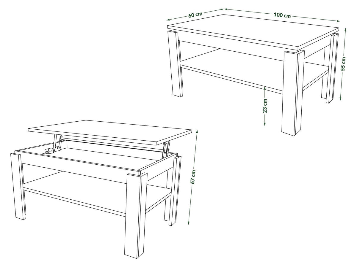 designimpex Asti-P Designer Coffee Table Height-Adjustable 55-67 cm Dining Table Matt White