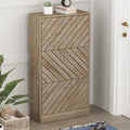 Shoe Cabinet Narrow with 3 Flaps, 57 × 24 × 107 cm, Wood Effect