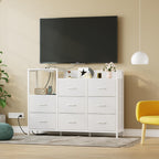 DUMOS TV Stand Dresser, Entertainment Center with Charging Station