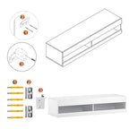 I0I&I0I TV Stand with LED Lights, Floating Entertainment Center Media Console, Wall Mounted High Gloss Modern Storage Shelf for up to 65‘’ TV (White)