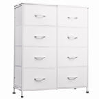 WLIVE 8 Drawer White Fabric Dresser for Bedroom, Tall Storage Tower