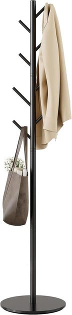 Coat Stand with 8 Hooks - 3 Height Adjustable - Modern Clothes Rack Made of Sturdy Metal with Sintered Stone Base for Office and Bedroom - Ideal for Coats, Hats and Bags